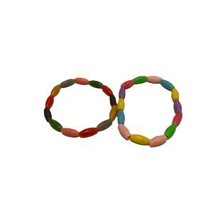 Vintage Teether Teething Ring Beaded Multicolor Lot of 2 70s 80s Toys